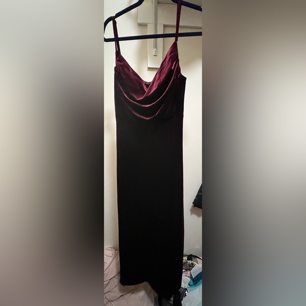 Maroon velvet maxi dress